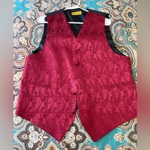 Red Brocade Paisley Vest